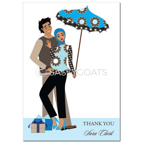 Baby Shower Thank You Card - Fancy Umbrella Headscarf Hijab