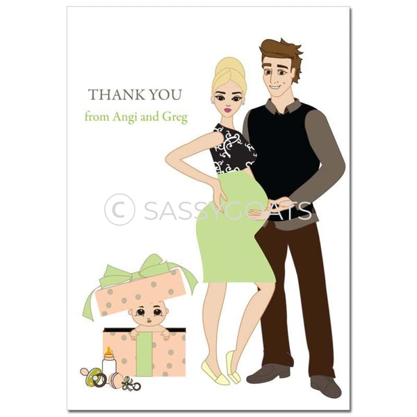 Baby Shower Thank You Card - Glam Couple Blonde