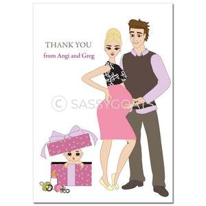 Baby Shower Thank You Card - Glam Couple Blonde