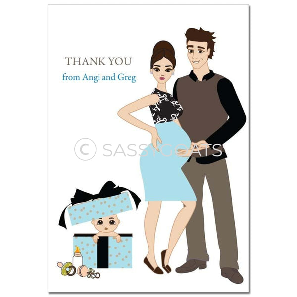 Baby Shower Thank You Card - Glam Couple Brunette