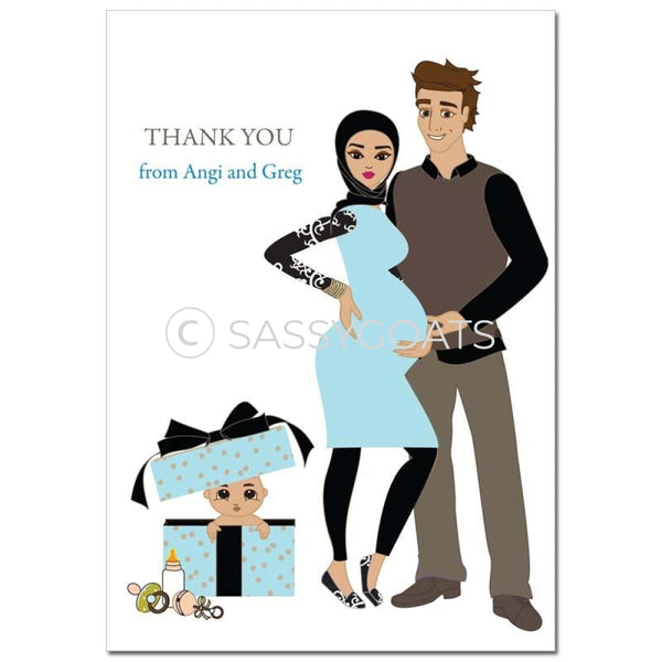 Baby Shower Thank You Card - Glam Couple Headscarf Hijab
