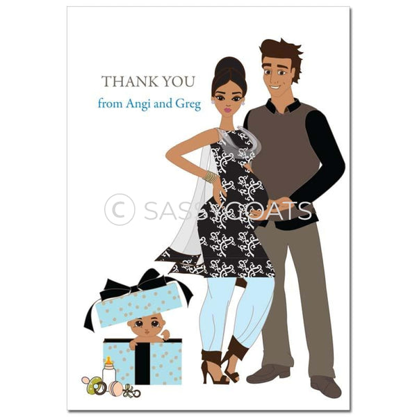 Baby Shower Thank You Card - Glam Couple South Asian