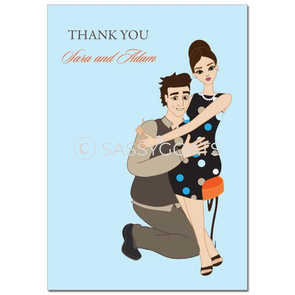 Baby Shower Thank You Card - Hugs Brunette