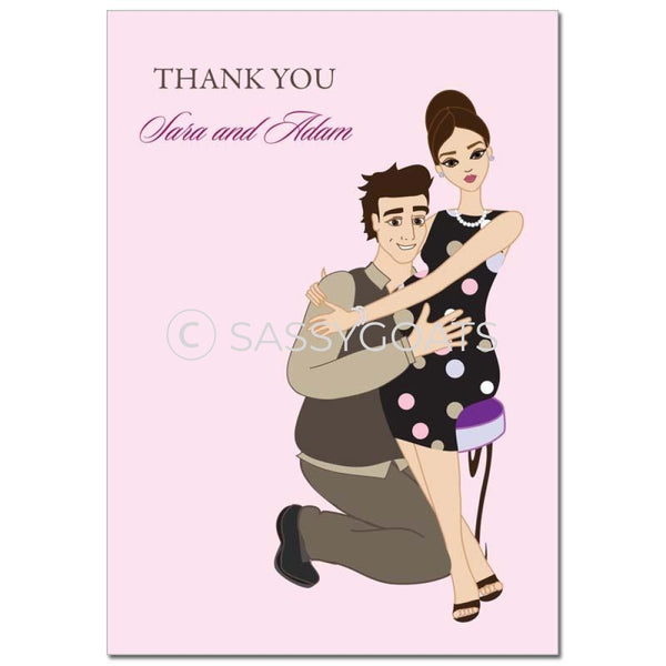 Baby Shower Thank You Card - Hugs Brunette