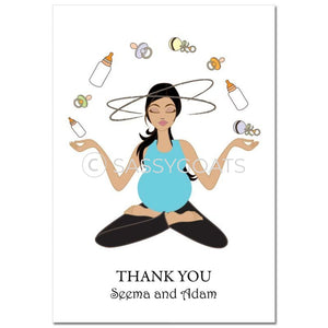 Baby Shower Thank You Card - Meditating Mommy Brunette