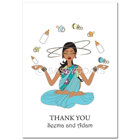 Baby Shower Thank You Card - Meditating Mommy South Asian