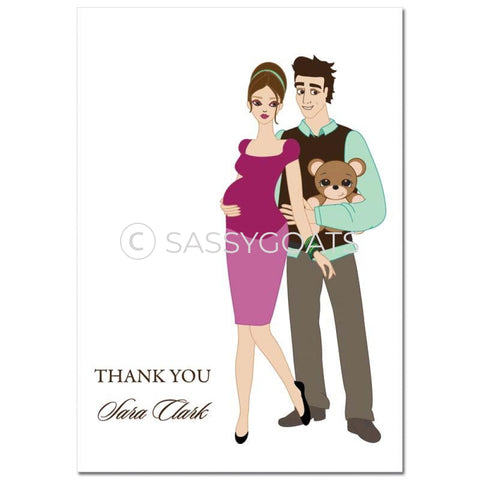 Baby Shower Thank You Card - Shelf Brunette