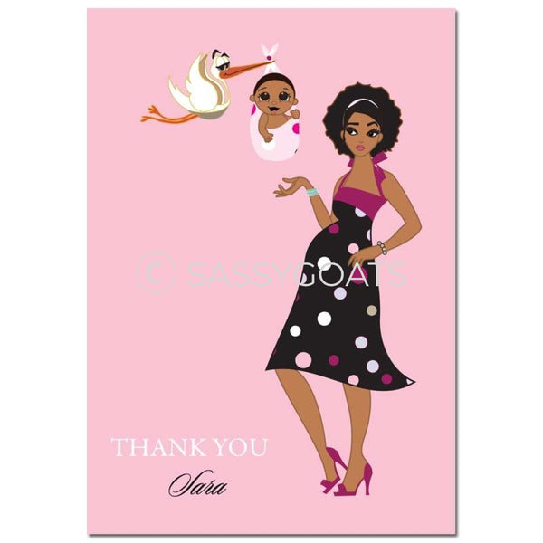 Baby Shower Thank You Card - Spring Delivery African American