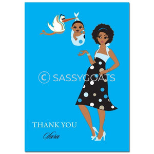 Baby Shower Thank You Card - Spring Delivery African American