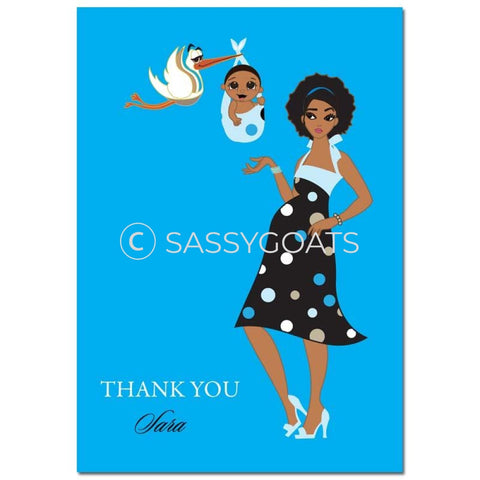 Baby Shower Thank You Card - Spring Delivery African American