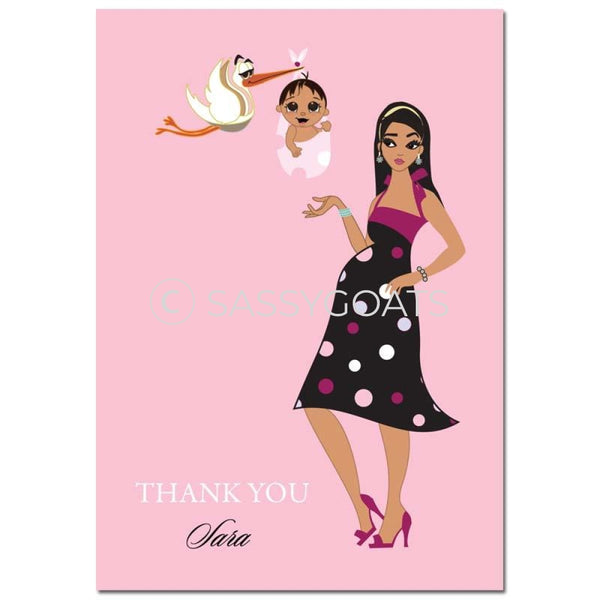 Baby Shower Thank You Card - Spring Delivery Brunette