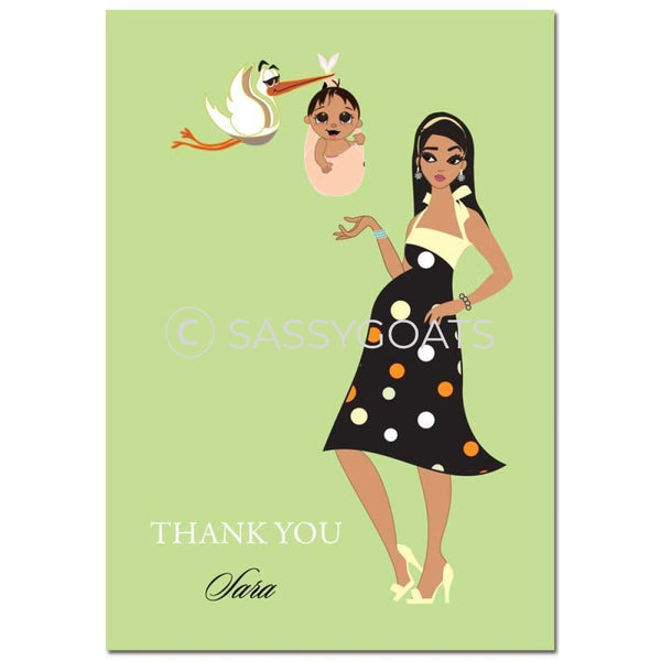 Baby Shower Thank You Card - Spring Delivery Brunette