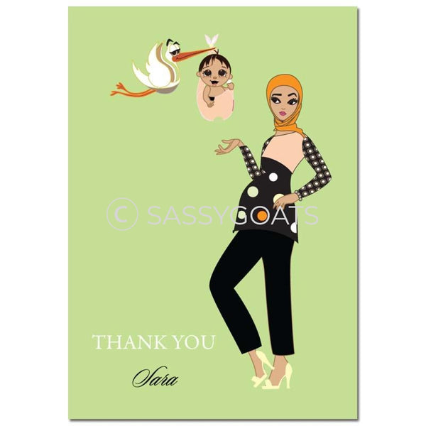 Baby Shower Thank You Card - Spring Delivery Headscarf Hijab