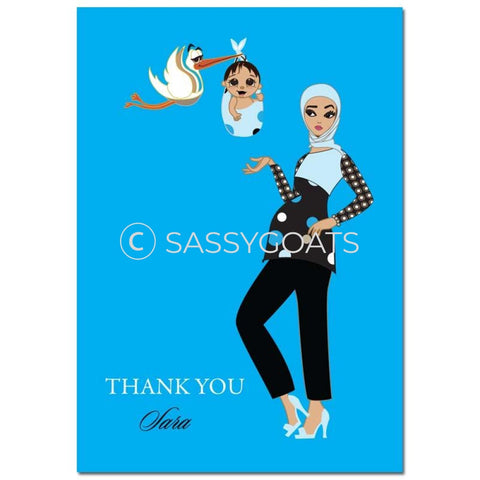 Baby Shower Thank You Card - Spring Delivery Headscarf Hijab