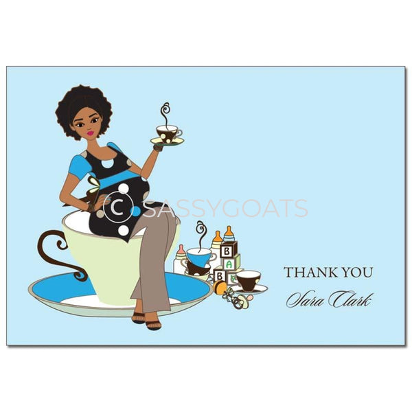 Baby Shower Thank You Card - Teacup Mommy African American