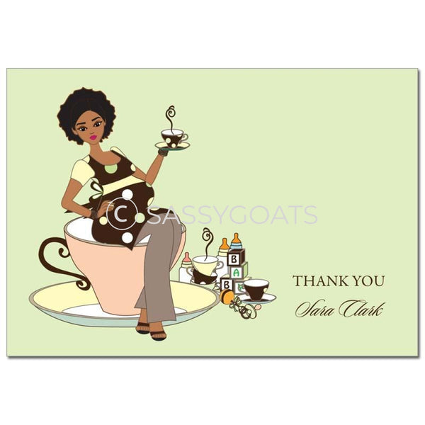 Baby Shower Thank You Card - Teacup Mommy African American