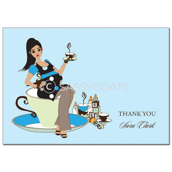 Baby Shower Thank You Card - Teacup Mommy Brunette