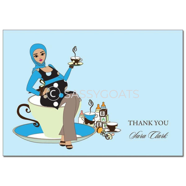 Baby Shower Thank You Card - Teacup Mommy Headscarf Hijab