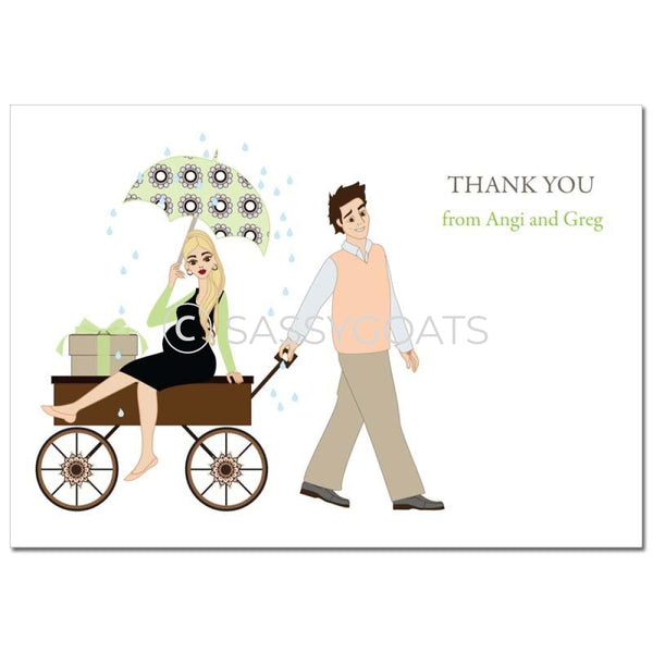 Baby Shower Thank You Card - Wagon Diva Blonde