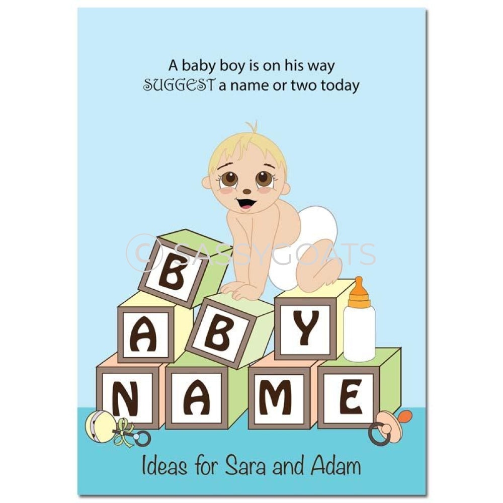 Blonde Baby Shower Games - Blocks Name Suggestions