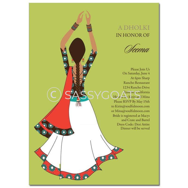 Bridal Shower Dholki Invitation - Clapping Diva Indian