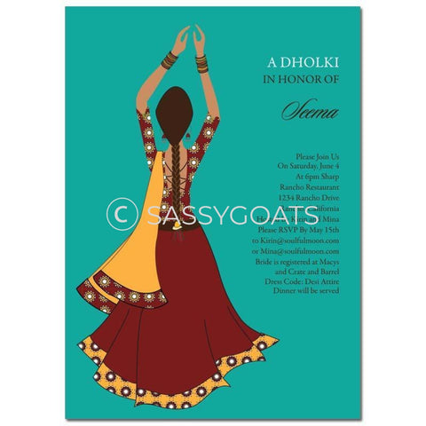 Bridal Shower Dholki Invitation - Clapping Diva Indian