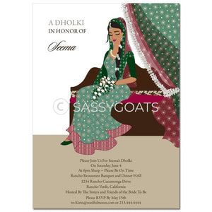 Bridal Shower Dholki Invitation - Dainty Diva Indian