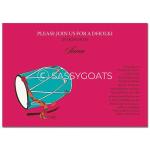 Bridal Shower Dholki Invitation - Dhol Indian