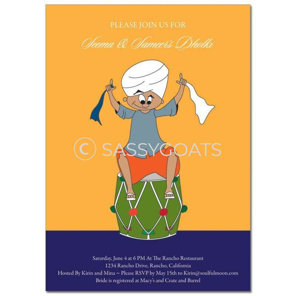 Bridal Shower Dholki Invitation - Dhol Man Indian