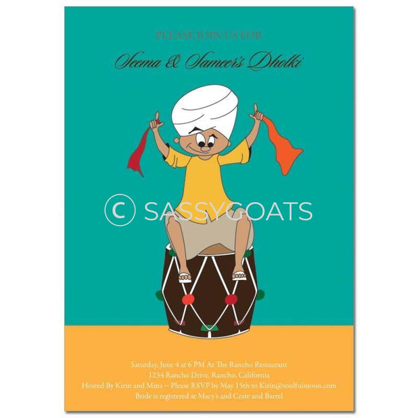 Bridal Shower Dholki Invitation - Dhol Man Indian