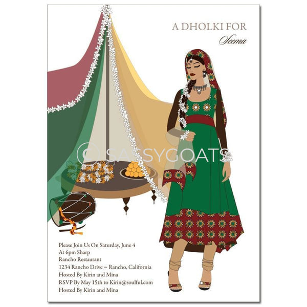Bridal Shower Dholki Invitation - Diva Indian
