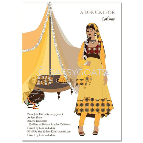 Bridal Shower Dholki Invitation - Diva Indian
