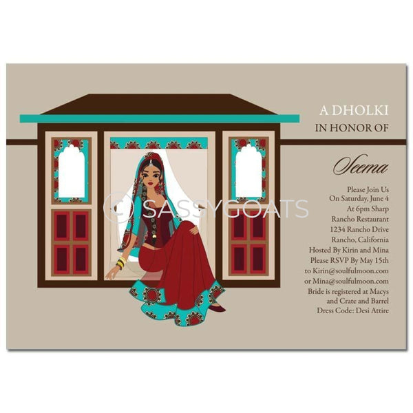 Bridal Shower Dholki Invitation - Doli Bride Indian