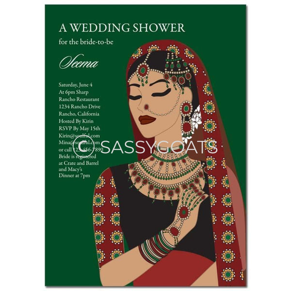 Bridal Shower Dholki Invitation - Maharani Diva Indian