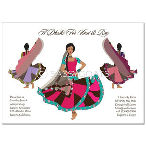 Bridal Shower Dholki Invitation - Twirling Divas Indian
