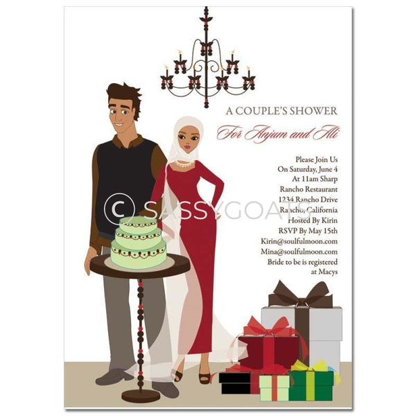 Bridal Shower Invitation - Back To Couple Headscarf Hijab