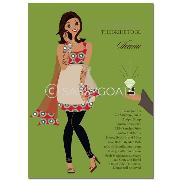 Bridal Shower Invitation - Bashful Diva African American