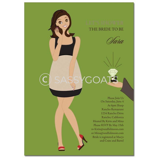 Bridal Shower Invitation - Bashful Diva Brunette