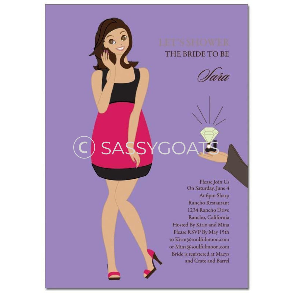Bridal Shower Invitation - Bashful Diva Brunette