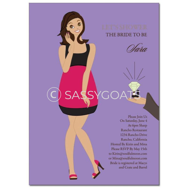 Bridal Shower Invitation - Bashful Diva Brunette