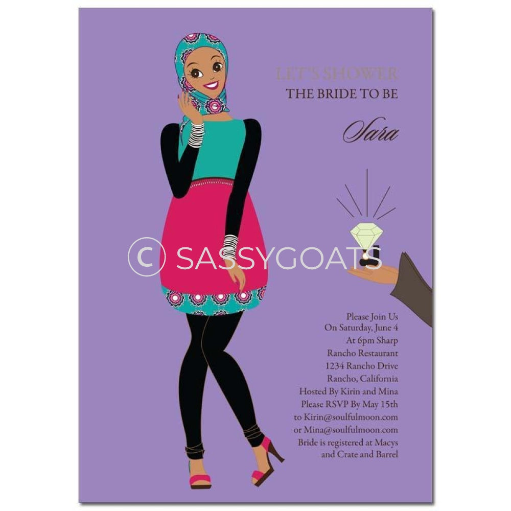 Bridal Shower Invitation - Bashful Diva Headscarf Hijab