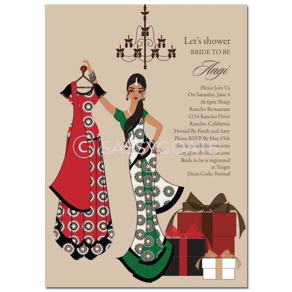 Bridal Shower Invitation - Clothes Indian