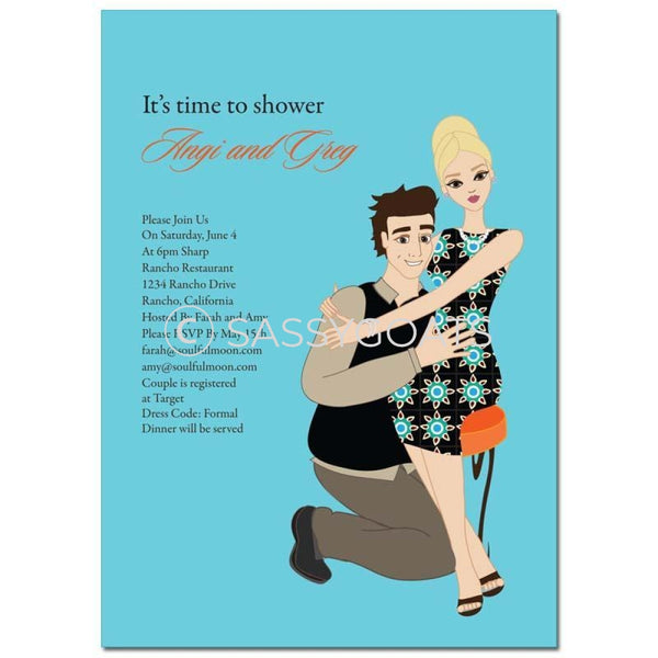 Bridal Shower Invitation - Couple Hugs Blonde