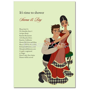 Bridal Shower Invitation - Couple Hugs Indian