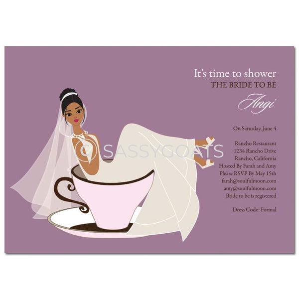 Bridal Shower Invitation - Teacup Bride African American
