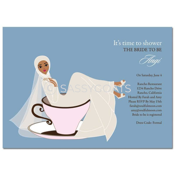 Bridal Shower Invitation - Teacup Bride Headscarf Hijab