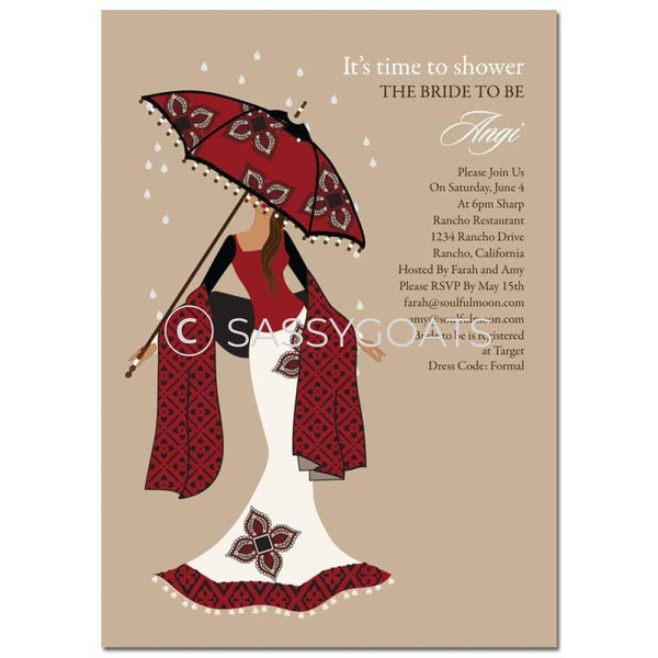 Bridal Shower Invitation - Umbrella Diva Indian