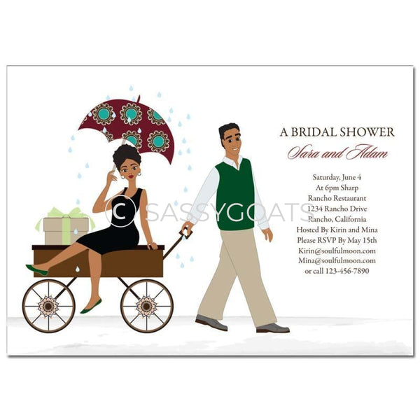 Bridal Shower Invitation - Wagon Diva African American