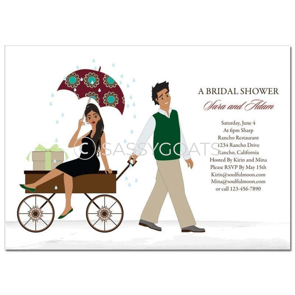 Bridal Shower Invitation - Wagon Diva Brunette