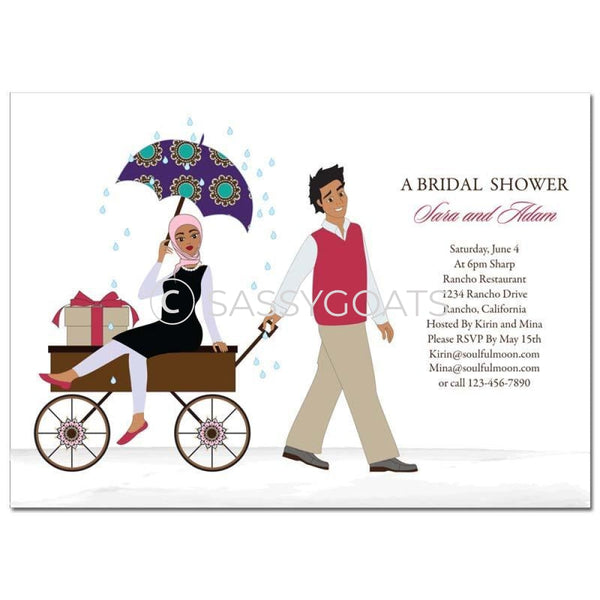 Bridal Shower Invitation - Wagon Diva Headscarf Hijab